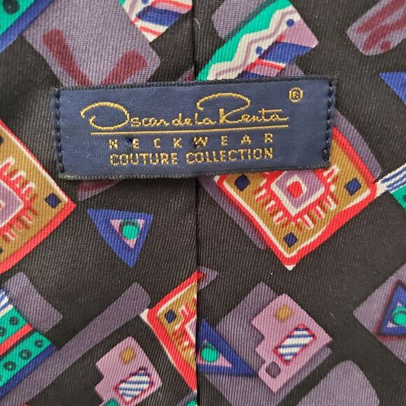 Vintage Oscar De La Renta Abstract Silk Necktie - Picture 2 of 5